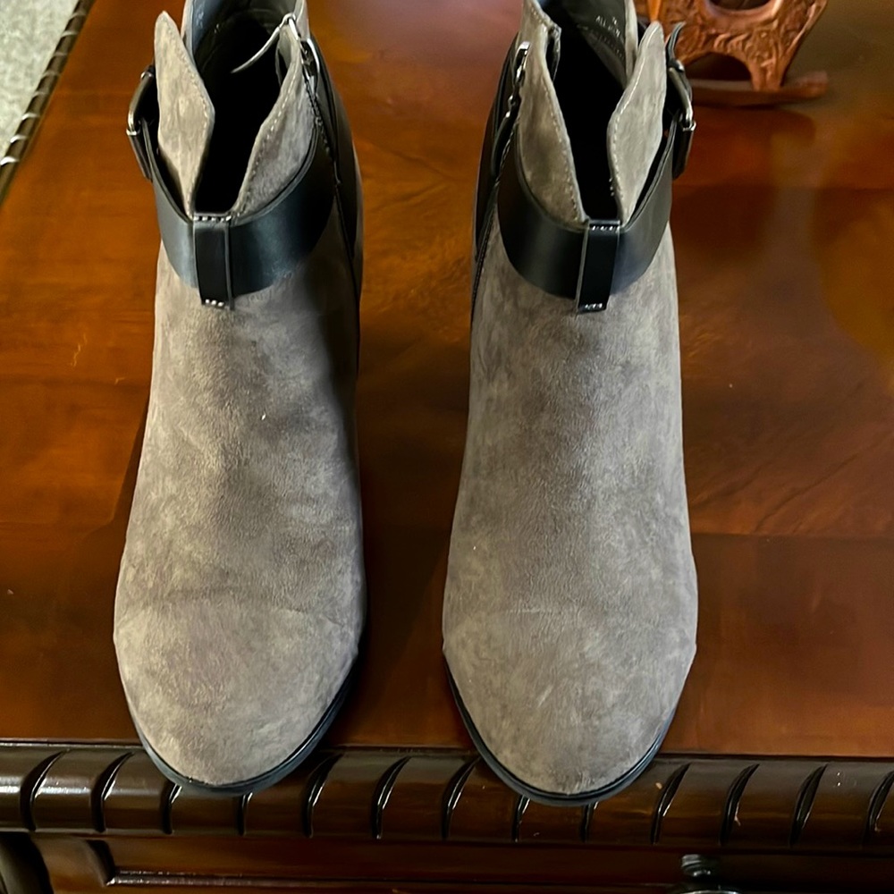 Gray ankle boots